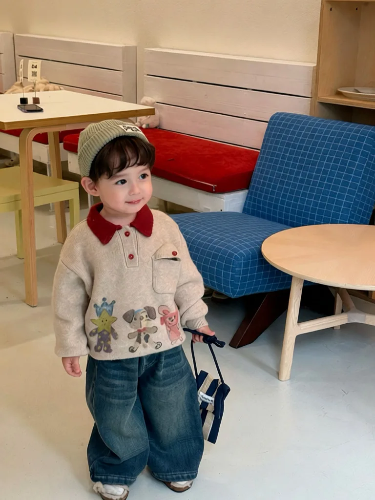 Verdickter Warmpullover für Jungen, neues Kinder-Strickoberteil, Baby-Winterkleidung, trendige und stilvolle Kinderkleidung – Detail 4