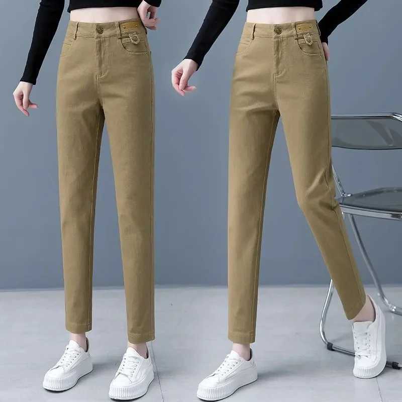 

High-Quality Casual Pants Women 2024 Spring Autumn New High Waist Trousers Loose Straight Pants Fashion Foot Pipe Pants Female
