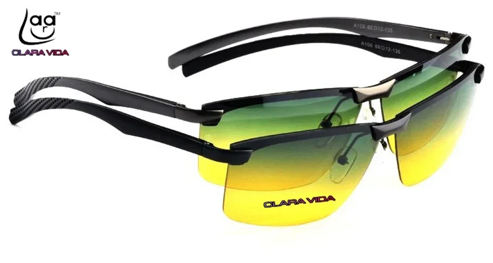 New Real =clara Vida= Day And Night For Vision Multifunctional Aluminium-magnesium Polarized Uv400 Uv100% Men Sunglasses