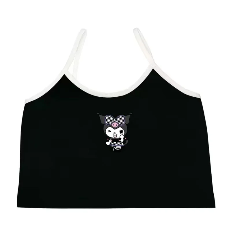 Hello Kitty Women Tanks Camis Summer Japanese Cartoon Kuromi Y2K Short Sleeveless Tank Top Hanging Neck Student Slim Fit Top