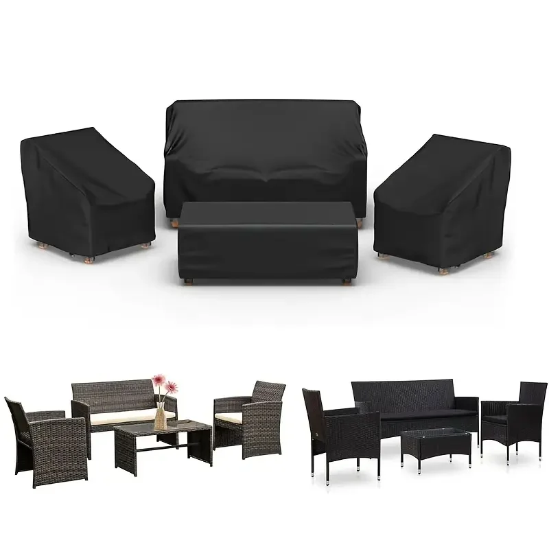 

Set of 4pcs Patio Furniture Covers with Outdoor Furniture Covers Including 1 Sofa Cover, 2 Chair Covers, Coffee Table Covers
