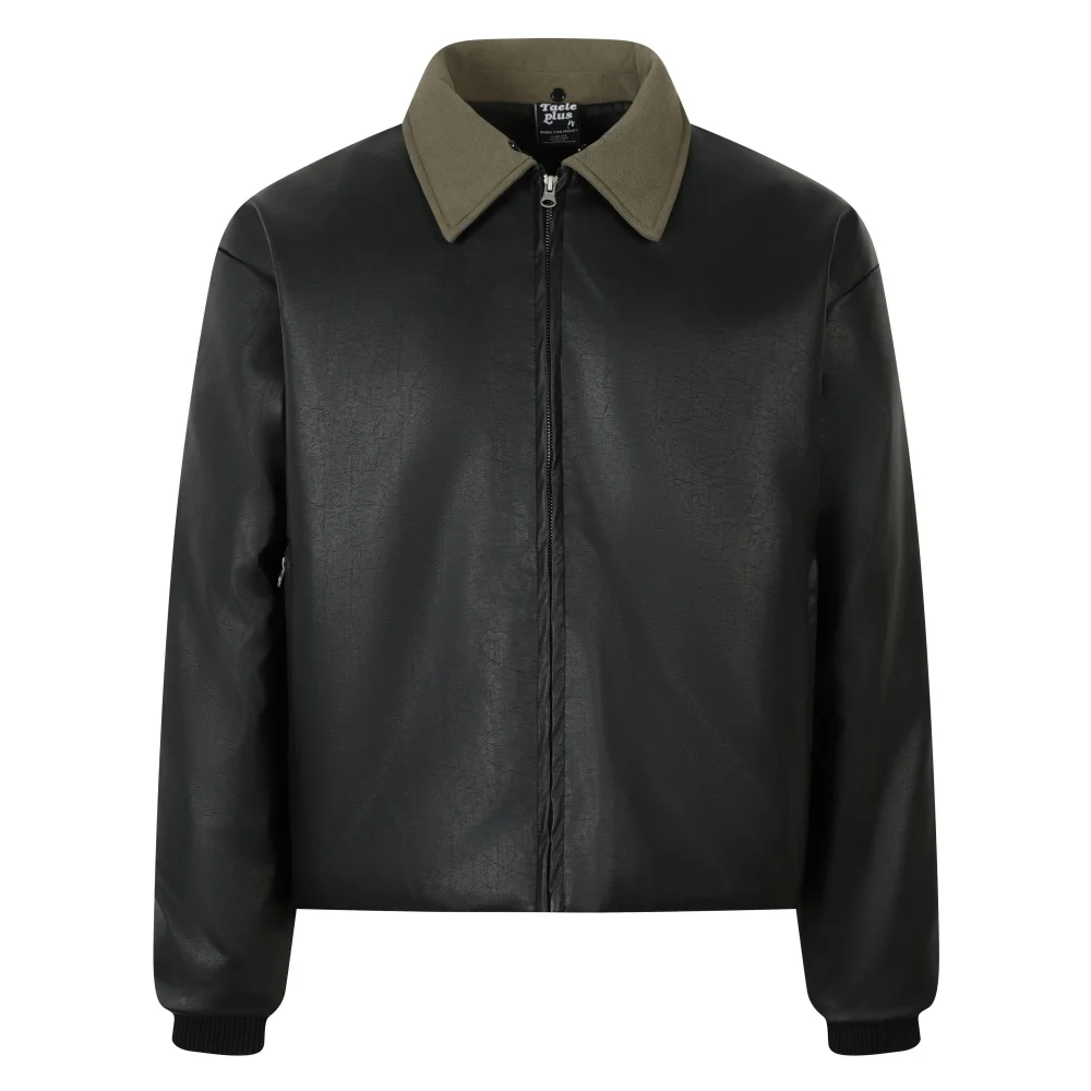 Jaqueta de couro feminina com gola de pele destacável preto moda feminina casaco de pele sintética estofamento de alta qualidade roupas de inverno mulher