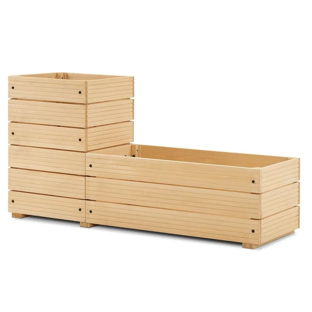 

L Shape Wooden Raised Garden Bed, Outdoor Planter Box Elevated Garden Bed for Vegetables, Herb and Flowers, Customized