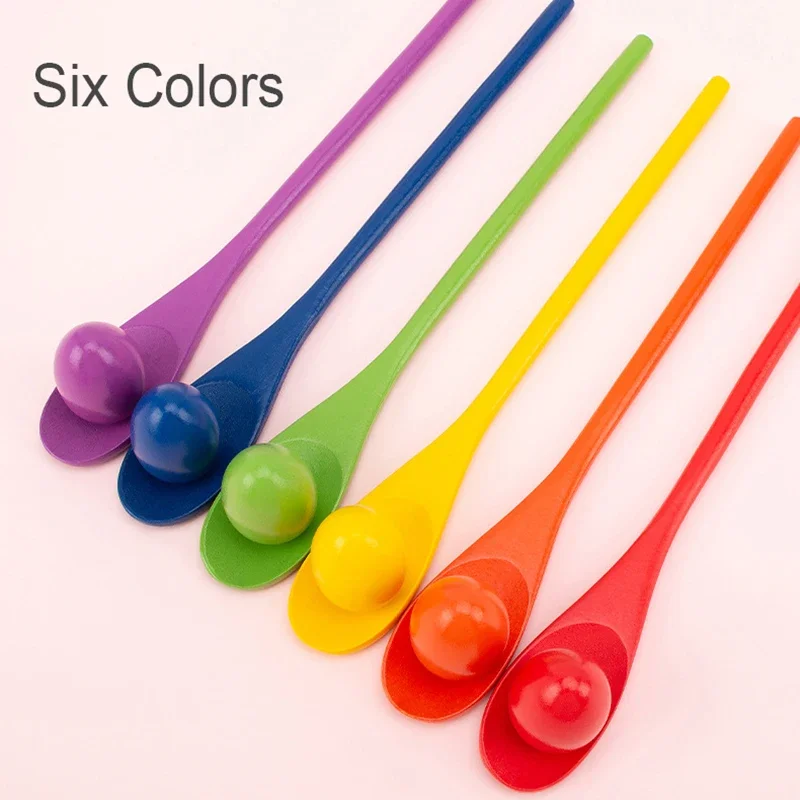 6Pcs Kids Montessori Balance Stick Wooden Spoon Egg Kids Outdoor Sports Toys Kindergarten Puzzle Children Balance Teaching Gift