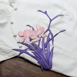 1pc Fashion Orchid Flower Patch DIY Applique Embroidery Sew On Patch for Clothing DIY Accessories