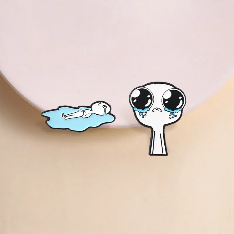 TBH Autism Creature Enamel Pins Cute Crying Expression Sad Character Lying In Tears Cartoon Brooches Lapel Badge Jewelry Gifts