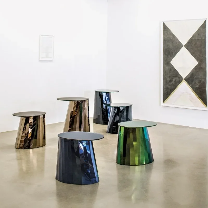 Refractive metal stainless steel geometric coffee table, side table 6