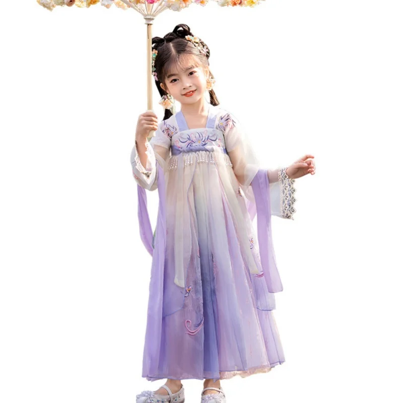 Flower Fairy Costume Chinese Traditional Clothing Ancient Style Performance Attire Classic Hanfu Dress for Children in Spring