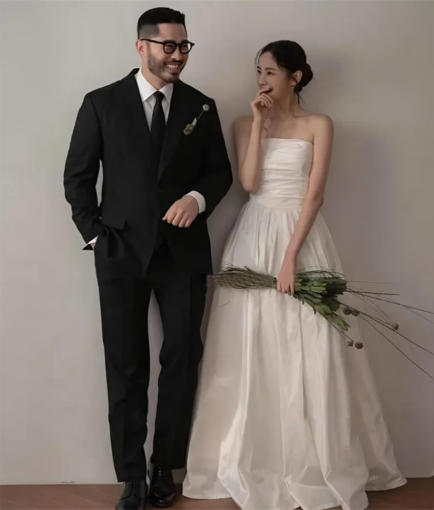 

Изящное атласное вечернее платье трапециевидной формы по индивидуальному заказу, без бретелек, без рукавов, длиной до пола فستان سهرة نسائي