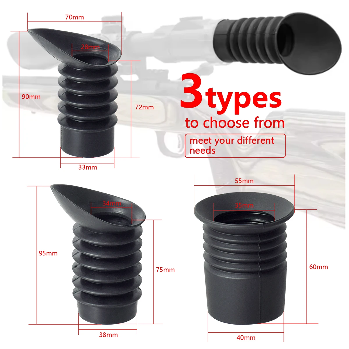 

Tactical Hunting Flexible Rifle Scope Ocular Eye Protector Rubber Scope Lens Recoil Cover Eye Cup Extender Eyeshade Anti Impact