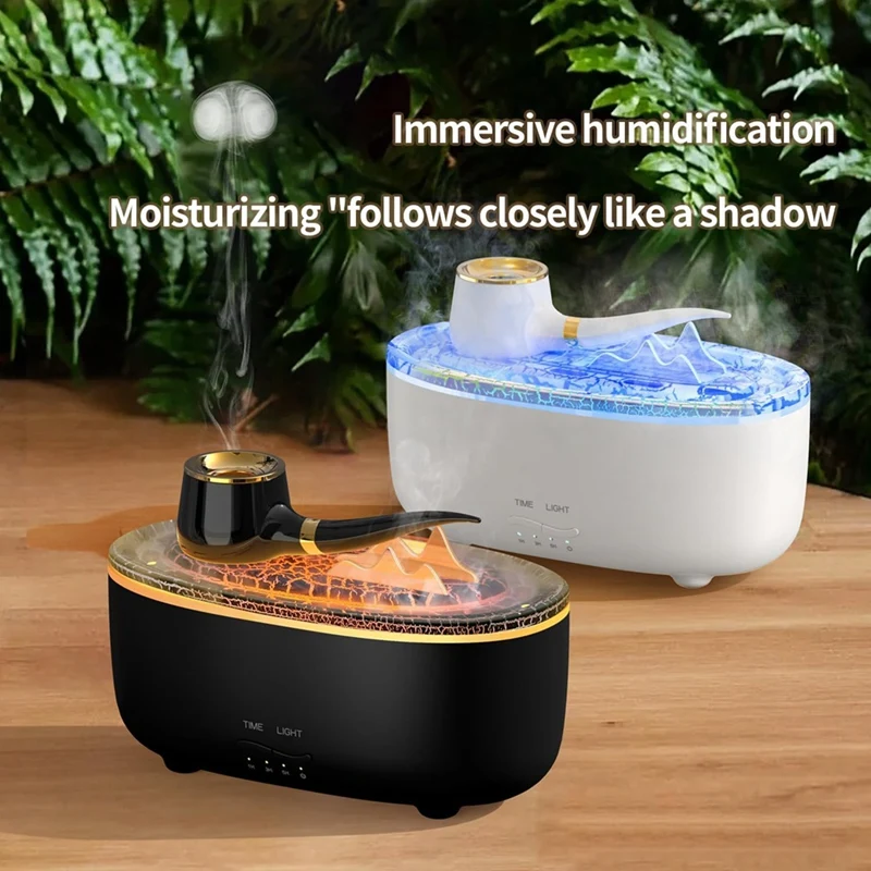 Pipe Essential Oil Diffuser 2 Mist Modes Timer and Waterless Auto-Off 7 Colors Changed LED 200ml Humidifier Diffuser B-ABLA