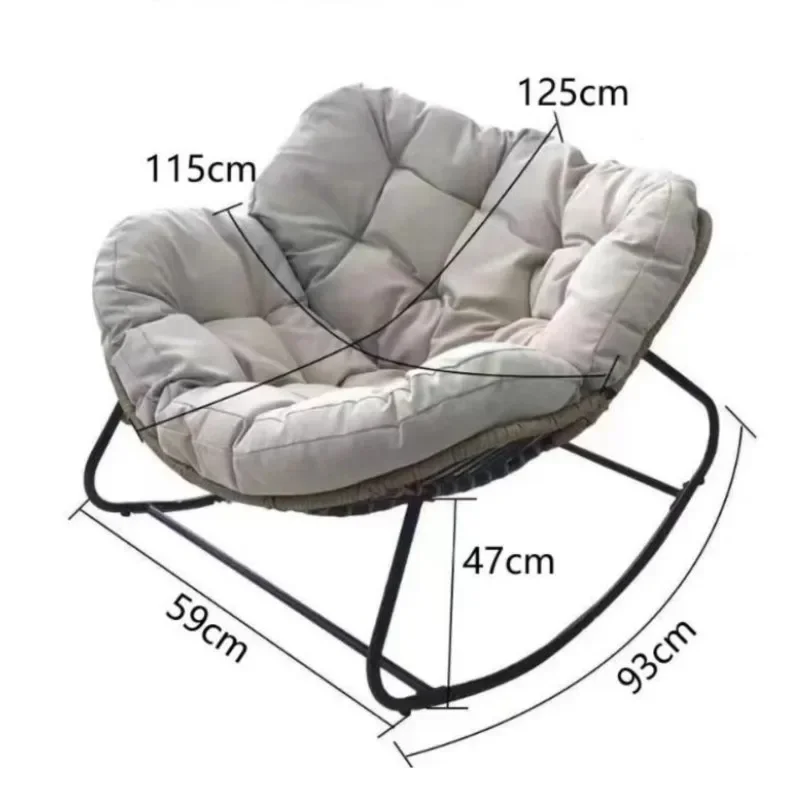 Woven Rattan Rocking Chair Comfortable Soft Bag For Sitting Or Lying Lazy Rocking Chair Balcony Home Use