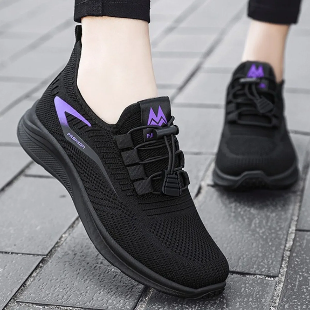 Zapatillas de deporte de malla para mujer, zapatos informales antideslizantes transpirables, calzado ligero, cómodo y barato