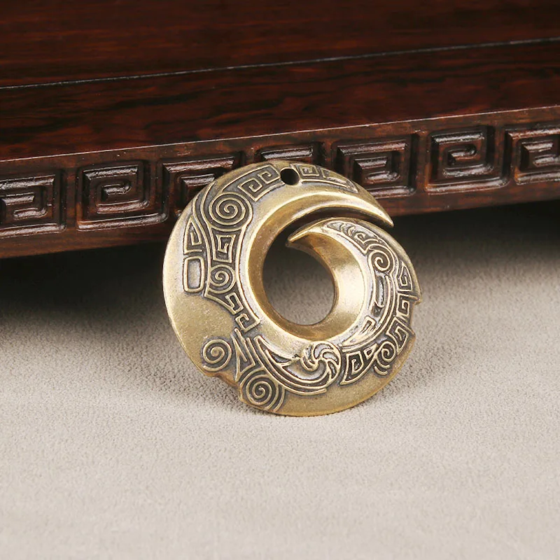 Brass Good Luck Rotatable Keychain Pendant Turn Fortunes Around Chinese Trend Handmade Accessory Vintage Copper Collectible Orna