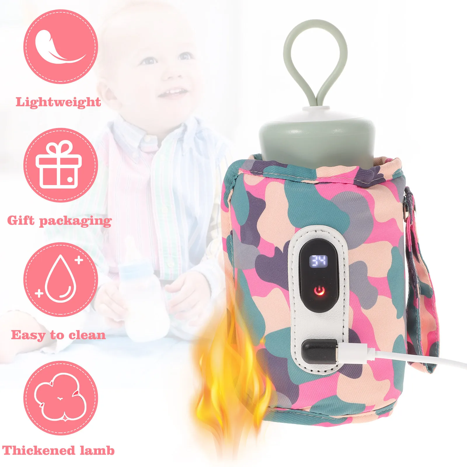 

Цифровой портативный подогреватель для детских бутылочек с 5 режимами регулировки температуры, для использования на улице и в путешествиях, из безопасных материалов, быстрый и равномерный нагрев для грудного молока