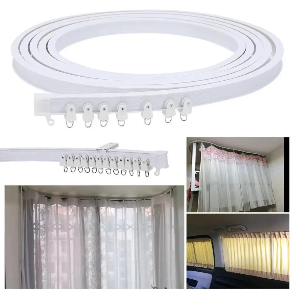 1 Set Curtain Track Accessories 1/3/5m Ceiling Curtain Track Bendable Smooth Sliding Room Divider Curtain Track System