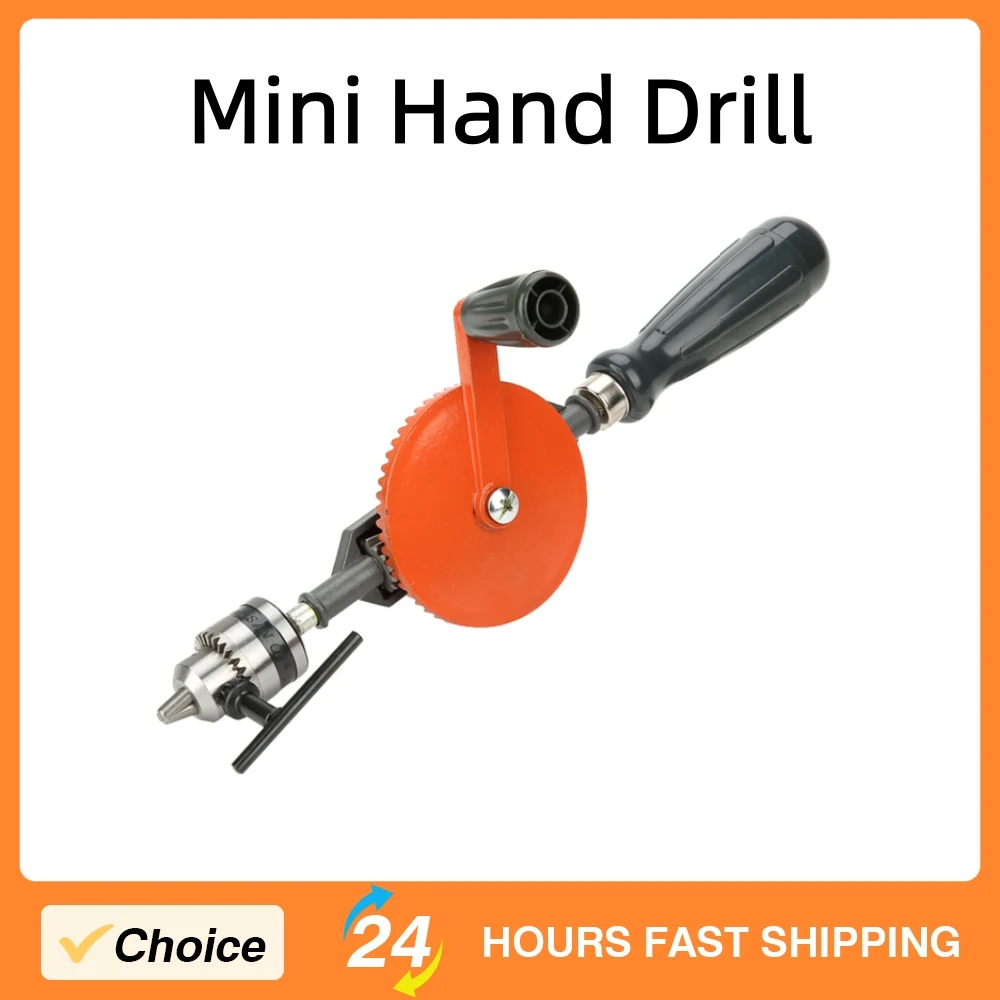 

Hand Drill Mini Manual Drill with Double Pinions for Wood Plastic Portable Woodworking Hand Crank Drill With Drill Chuck Wrench