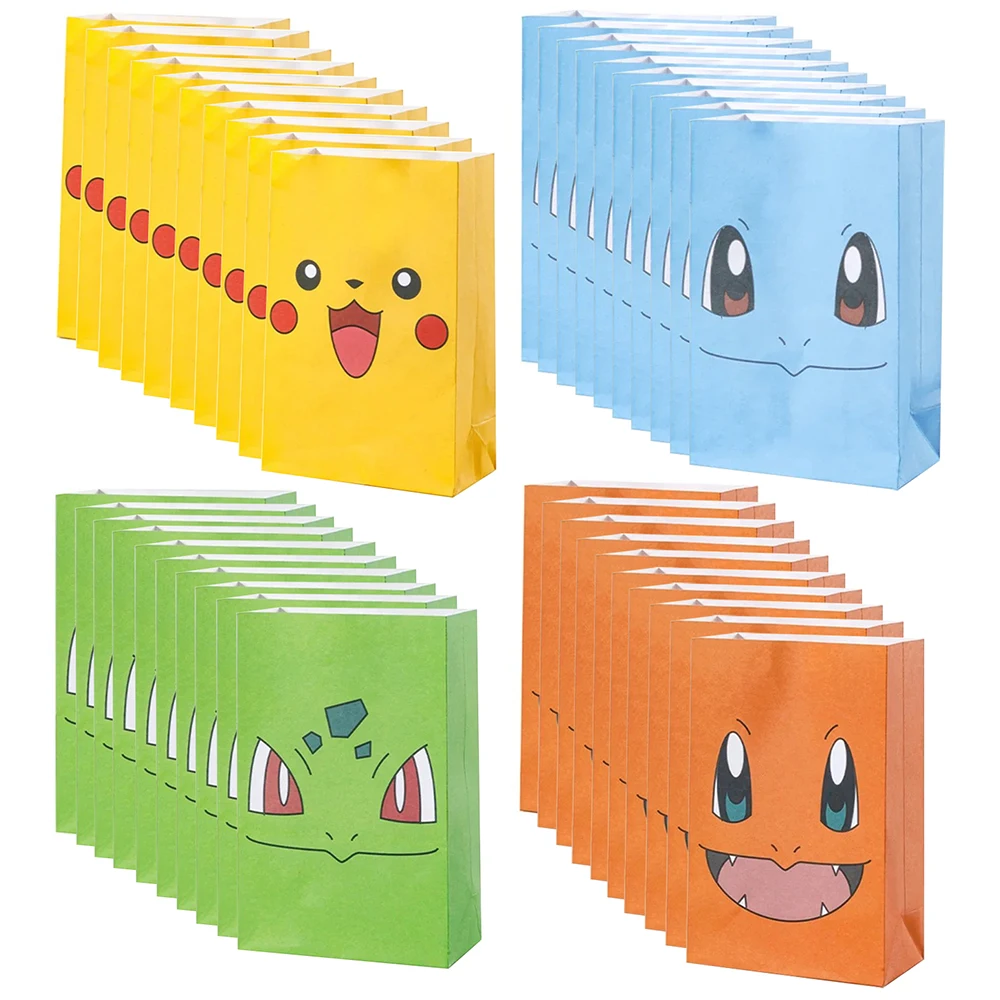 10pcs New Pikachu Pokemon Charmander Birthday Party Decor Candy Gift Bag Snack Paper Cartoon Gift Supplies