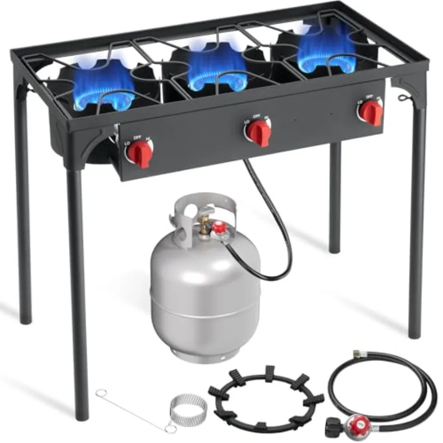 SKOK 3 شعلات موقد البروبان المحمول مع 225000 موقد البروبان عالي الكفاءة للتخييم في الهواء الطلق في الفناء الخلفي للطهي والنزهة
