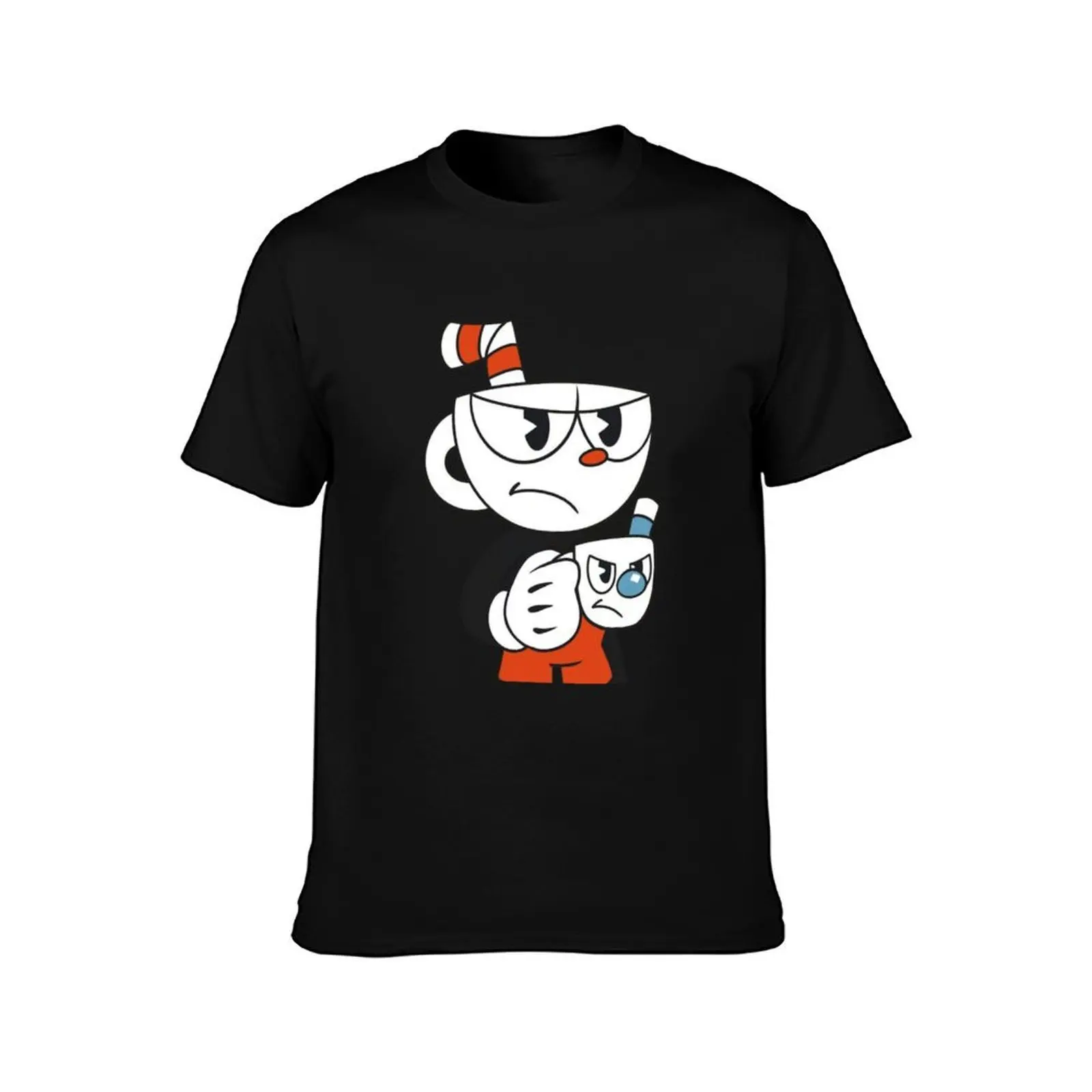 Cuphead and Mugman Angry T-Shirt, Summer Casual Cotton Tee, Oversized Streetwear Tops, Vintage Graphic Print, Unisex Men Women