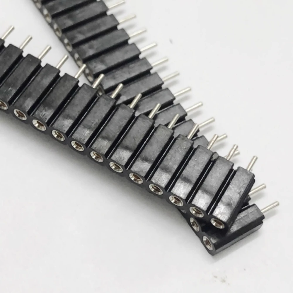 5pcs 2.54mm Pitch 40 Pin Female Single Row Straight Round Pin Header Strip Connector