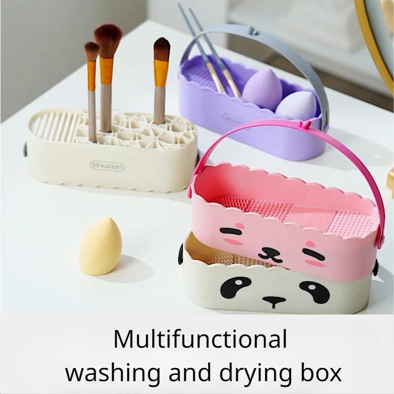 

Multi-Functional Makeup Brush Cleaning Box Cosmetics Storage Box Cosmetic Brush Beauty Egg Powder Puff Cleaner Storage Supplies