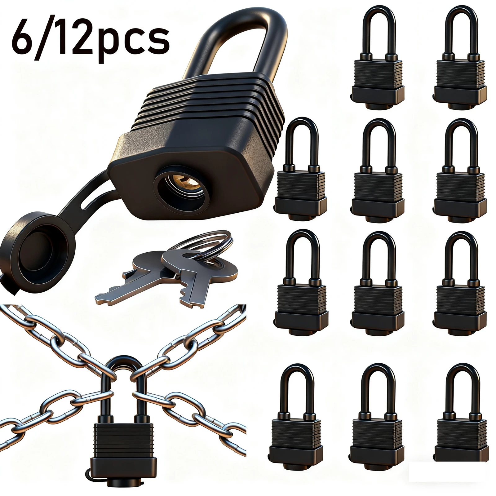 

12/6 шт. водонепроницаемые навесные замки с одинаковым ключом, сверхпрочный ламинированный стальной замок шириной 1-9/16 дюймов, противоугонный замок