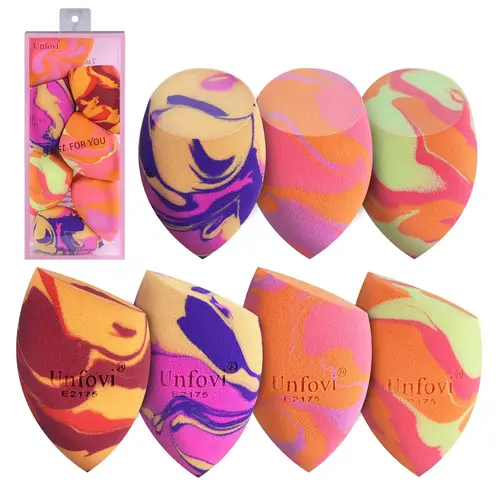 Juego de esponjas de maquillaje tricolor, licuadora suave sin látex de baja absorción para base, esponja de belleza para poder y crear, 1/3/7 Uds.