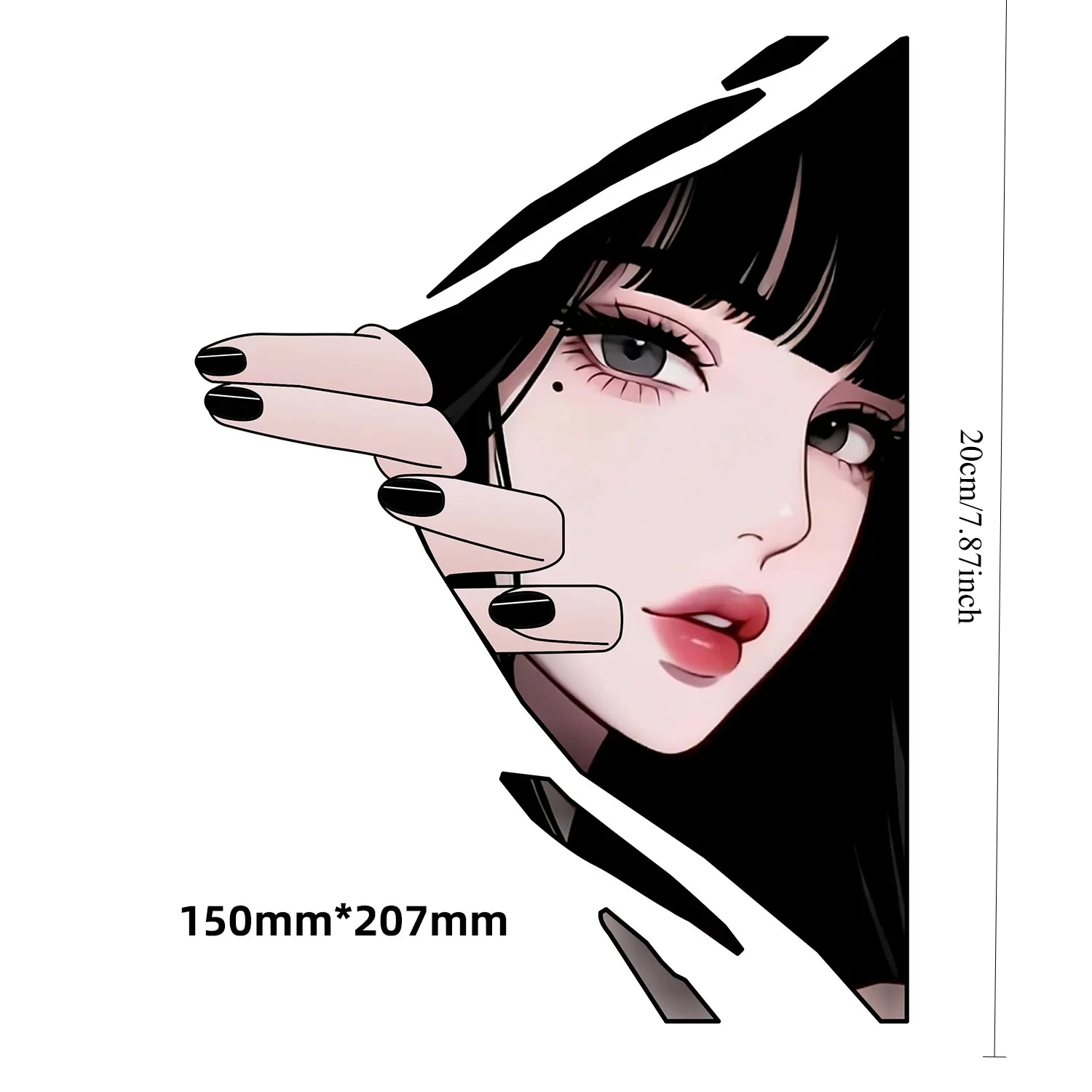 Anime Girl Peeking Japanese Style Stickers, Waterproof Removable Decals for Car Door Window Bumper SUV Truck