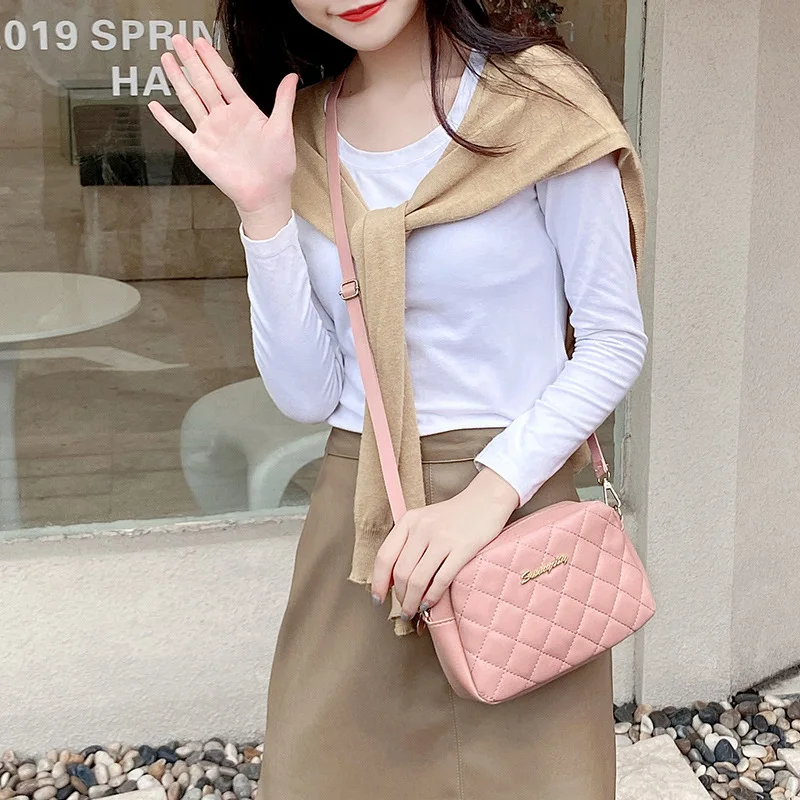 Trendy Small Messenger Bag For Women Letter Lingge Square Camera Bag Female Shoulder Bag Fashion Ladies Crossbody Bags