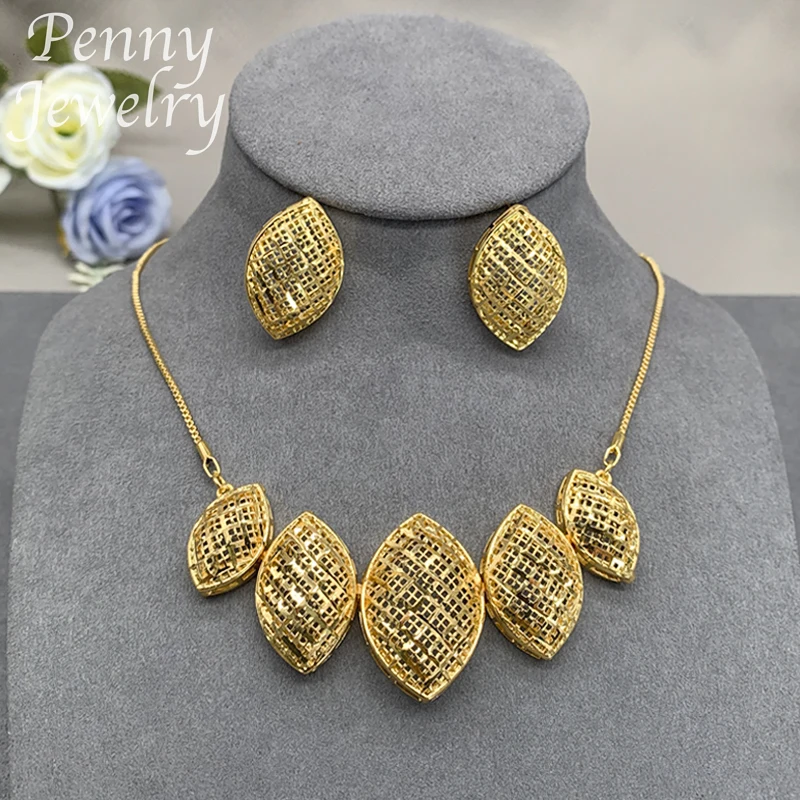 ชุดเครื่องประดับชุบทอง18K สไตล์พังก์คลาสสิกอาหรับสำหรับผู้หญิงเครื่องประดับสร้อยคอต่างหูงานปาร์ตี้เจ้าสาวแอฟริกันของขวัญแต่งงาน