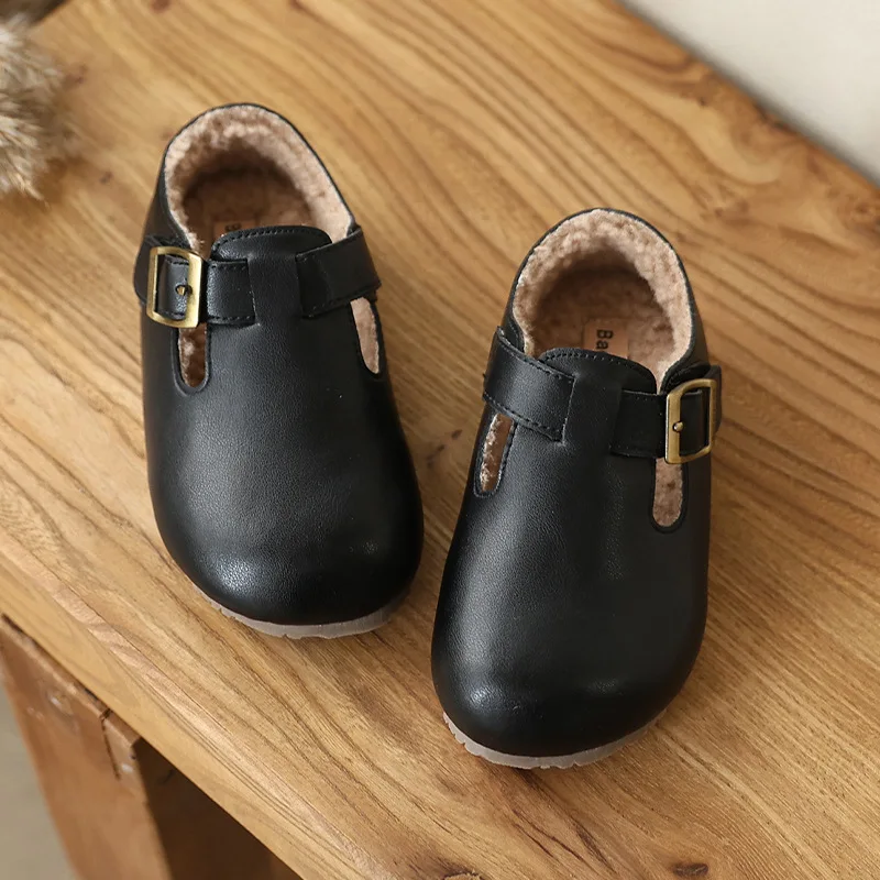 الشتاء طفل الفتيان حذاء كاجوال بطانة دافئة لينة الحبوب جلد البقر الأطفال أحذية قطنية مدرسة حفلة بنات مدرسة مساء حفلة #4