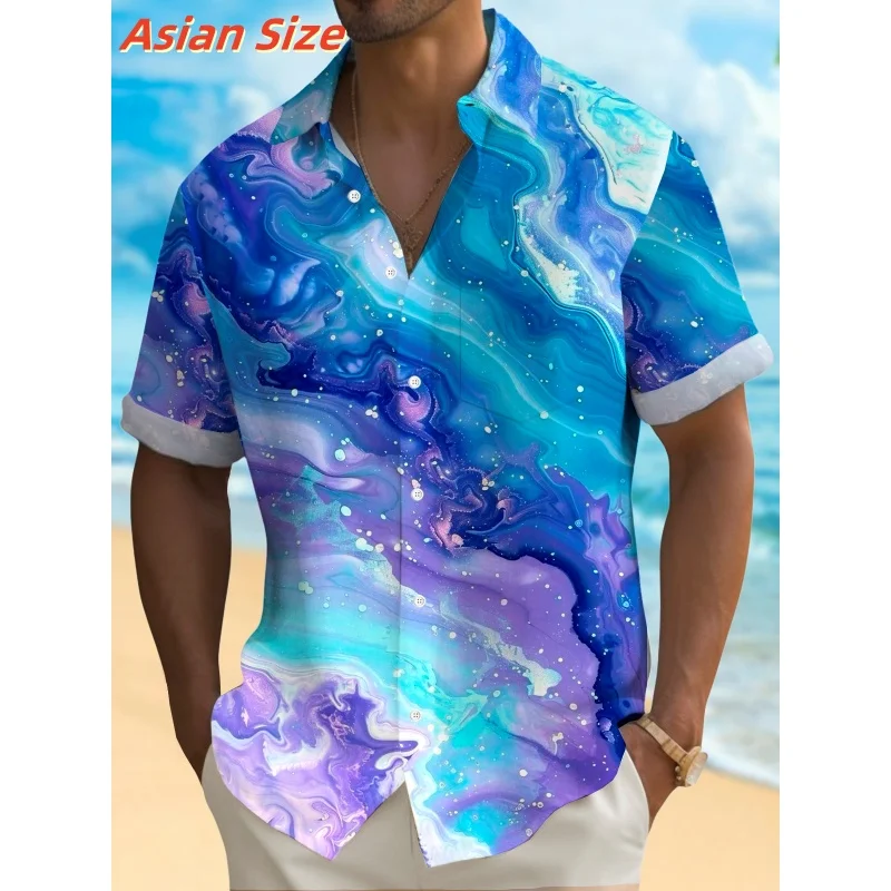 

Ocean Beach Waves Pattern Lapel Shirt For Men Flower 3D Printed Hawaiian Shirts Fashion Short Sleeve Tops Harajuku Button Blouse