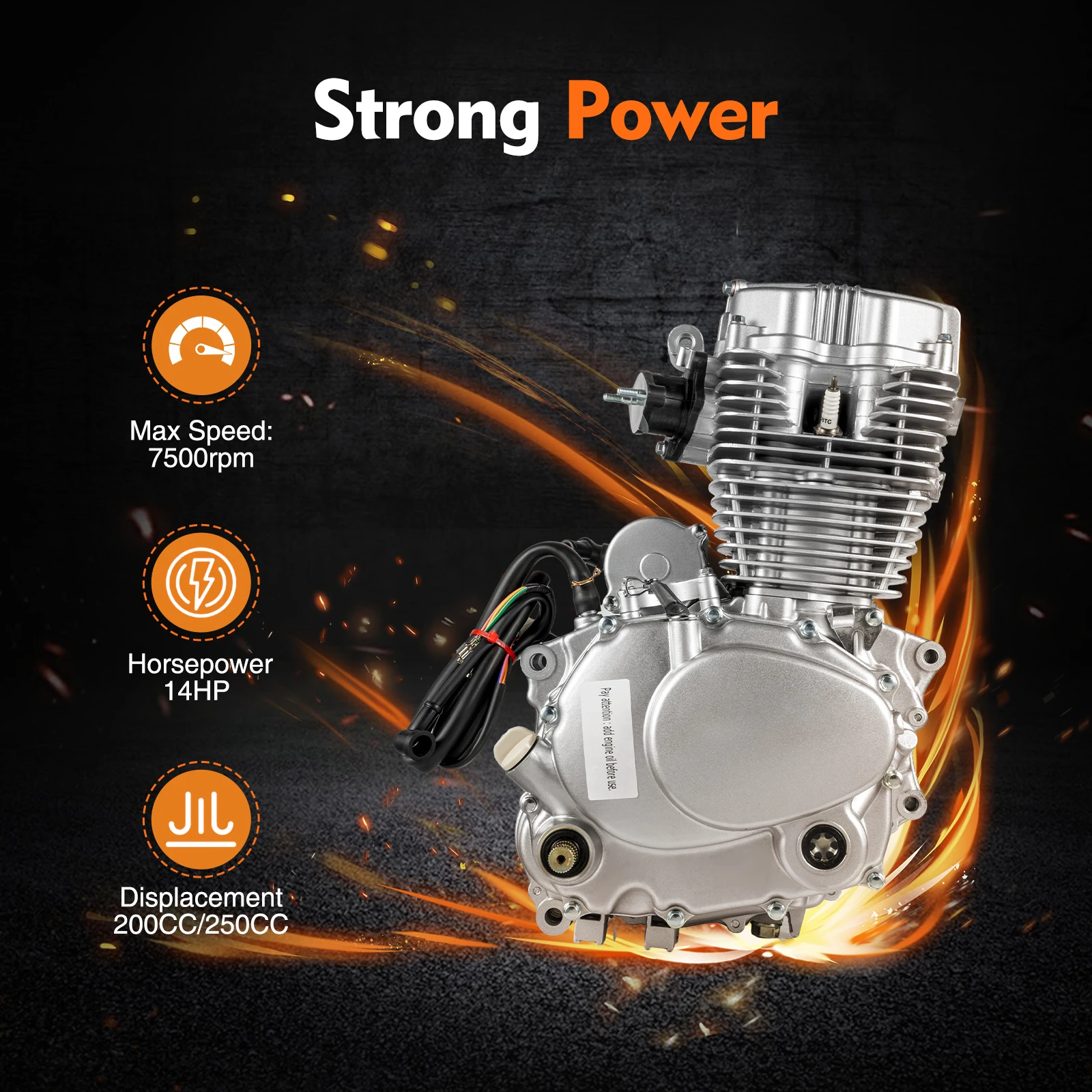 

14HP 200CC/250CC Vertical Engine Single Cylinder 4-stroke 5-Speed Transmission Motor Kit fit ATV Motorcycles