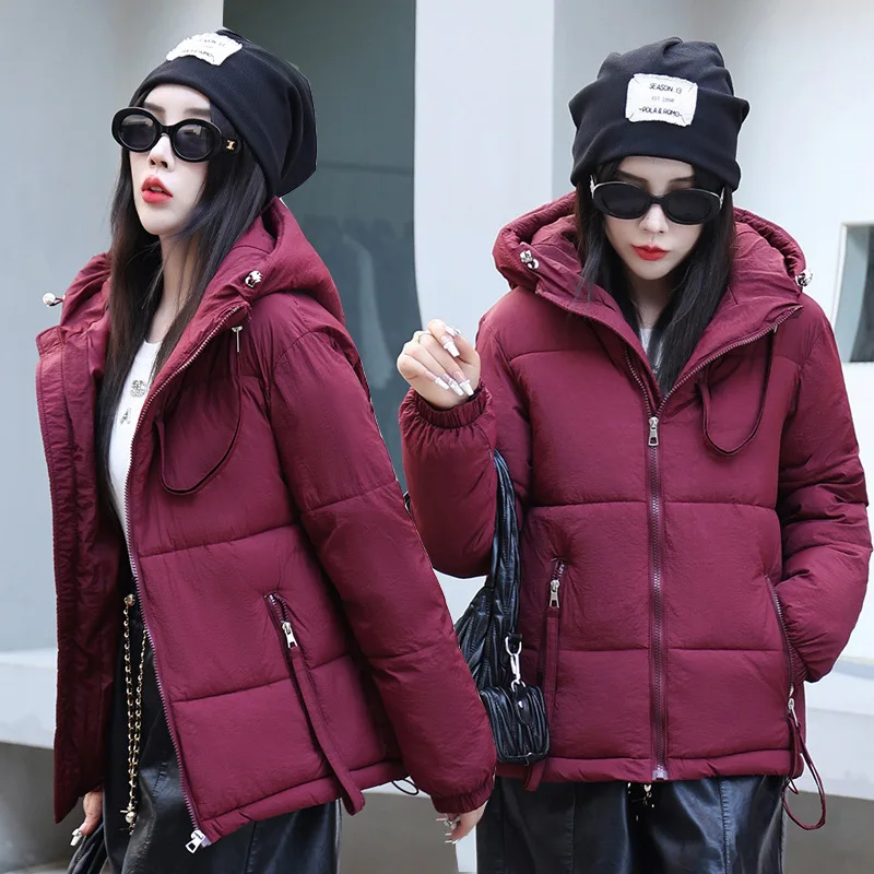 Women's Jacket Winter Parka Women's Fashion Thickened Warm Hooded Bread Jacket Leisure Warm Parka Short Jacket Women's Jacket