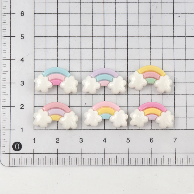 30Pcs/300pcs Mini Resin Rainbow Flat Scrapbooking Dollhouse DIY Jewelry Craft Children Hairpin Materials Nail Art Accessories