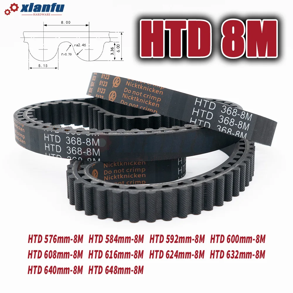 HTD 8M Timing Belt Rubber Perimeter 576 584 592 600 608 616 624 632 640 648mm Width 10~50mm HTD8M Drive Machine Transmission CNC - Image 5