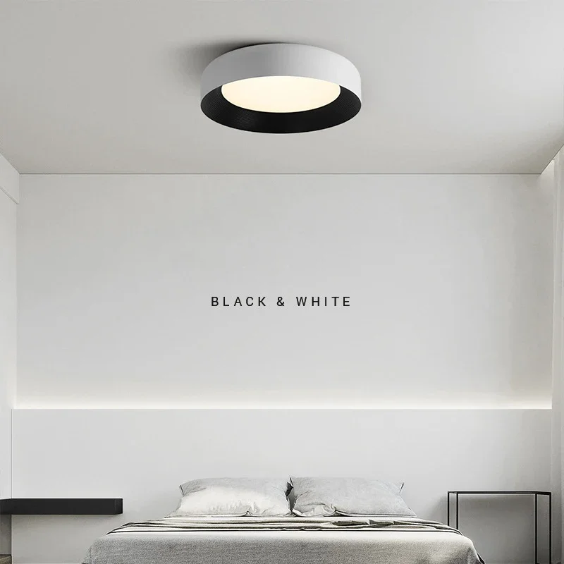 Imagem -02 - Modern Nordic Lâmpada do Teto Designer Branco Preto Redondo Luz para Quarto Sala de Estar Estudo Decoração de Casa Luminárias