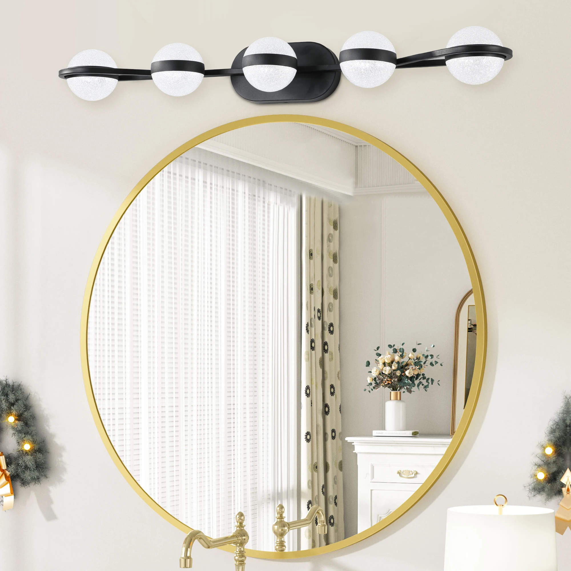 Bathroom Decorative Lighting Fixtures Elegant Good Looking Mirror Front Lights Room Makeup Mirror Lights Black 5 LED Lights