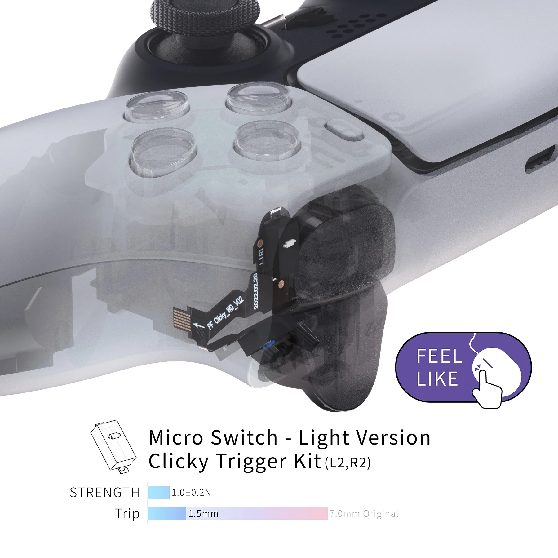 eXtremeRate Micro Switch - Light Version Clicky Hair Trigger Kit for ps5 Controller BDM-010 & BDM-020, Shoulder Buttons