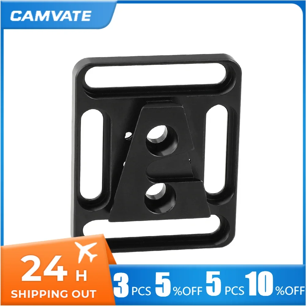 CAMVATE Quick Release Male V Lock Wedge Mount + Base Plate With 1/4inch Mounting Points Grooves For Quick Attach Battery