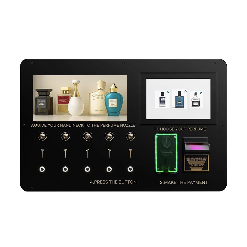 Germany Automatic Card-Operated Fragrance Vending Machine 500ml Capacity Accepts Coin QR Code Token Metal Shopping Malls