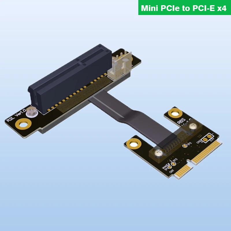 Mini PCIe MPCIe WiFi wireless network card interface extension cable to 4 PCI-E x4 4x Elbow Left Angled Riser mini PCI-E 32Gbps