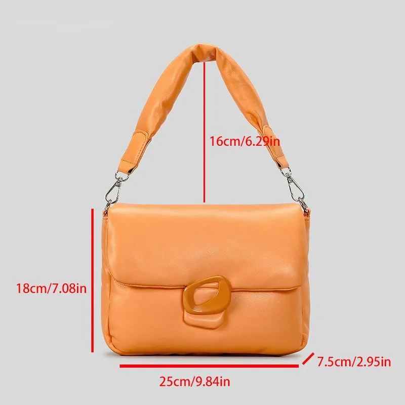 Nuevo bolso nube de PU suave de Color caramelo, bolso cuadrado pequeño acolchado con tapa, bandolera de hombro Simple de Color sólido para mujer