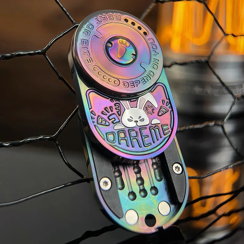 Le Pai Grumpy Rabbit MIX Push Card Rhythm Stainless Steel Mechanical Ratchet EDC Decompression Toy Tide Play Fingertip Gyro