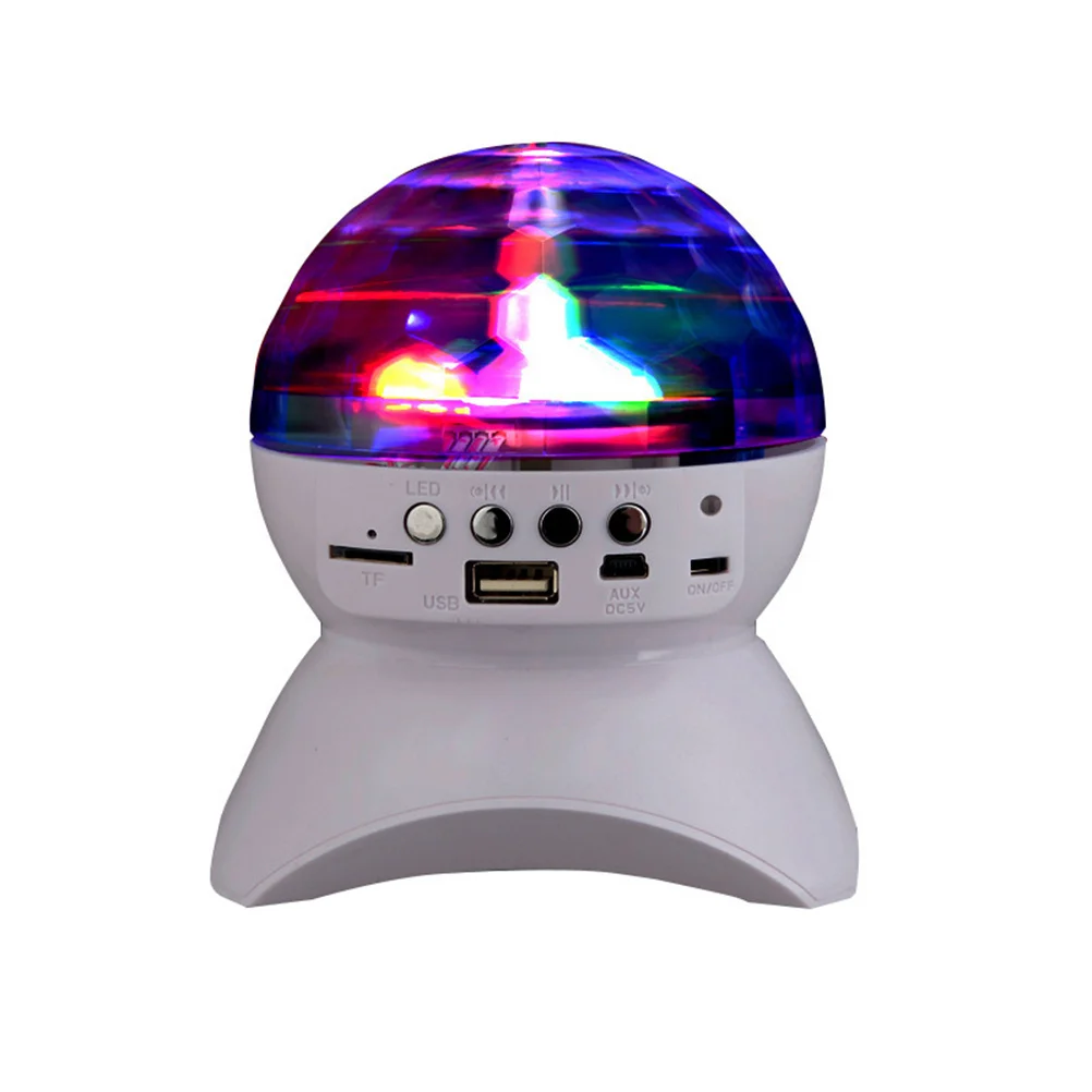 

Динамик, мини-светодиодный беспроводной красочный вращающийся сценический светильник, FM-USB-карта, воспроизведение для вечеринки, дискотеки, танцев