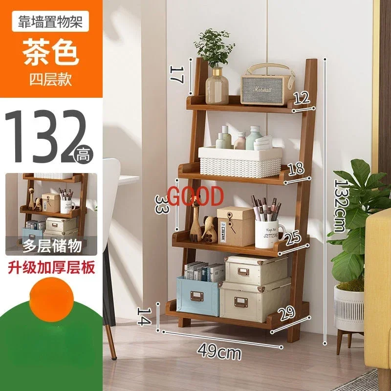 Living Room Cabinets Storage Rack Solid Banboo Against Wall Nordic Bookshelf Bedroom Bedside Rack Storage Racks Furniture