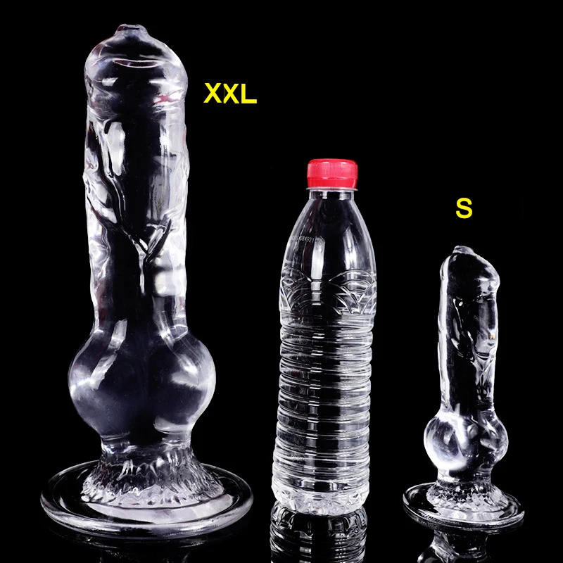 33cm Long Animal Dog Dildo TPE Clear Anal Plug Dog Penis Big Suction Cup Cock Vagina Masturbator Anal Sex Toys For Men Women