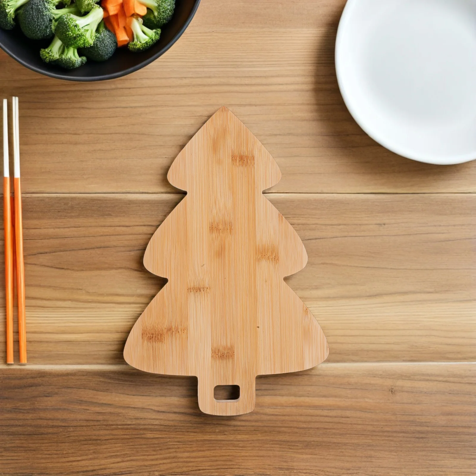 

Festive Christmas Tree Cutting Board in Bamboo Dual Purpose Serving Tray for Meat Fruit Veggie Prep Holiday Charcuterie Board