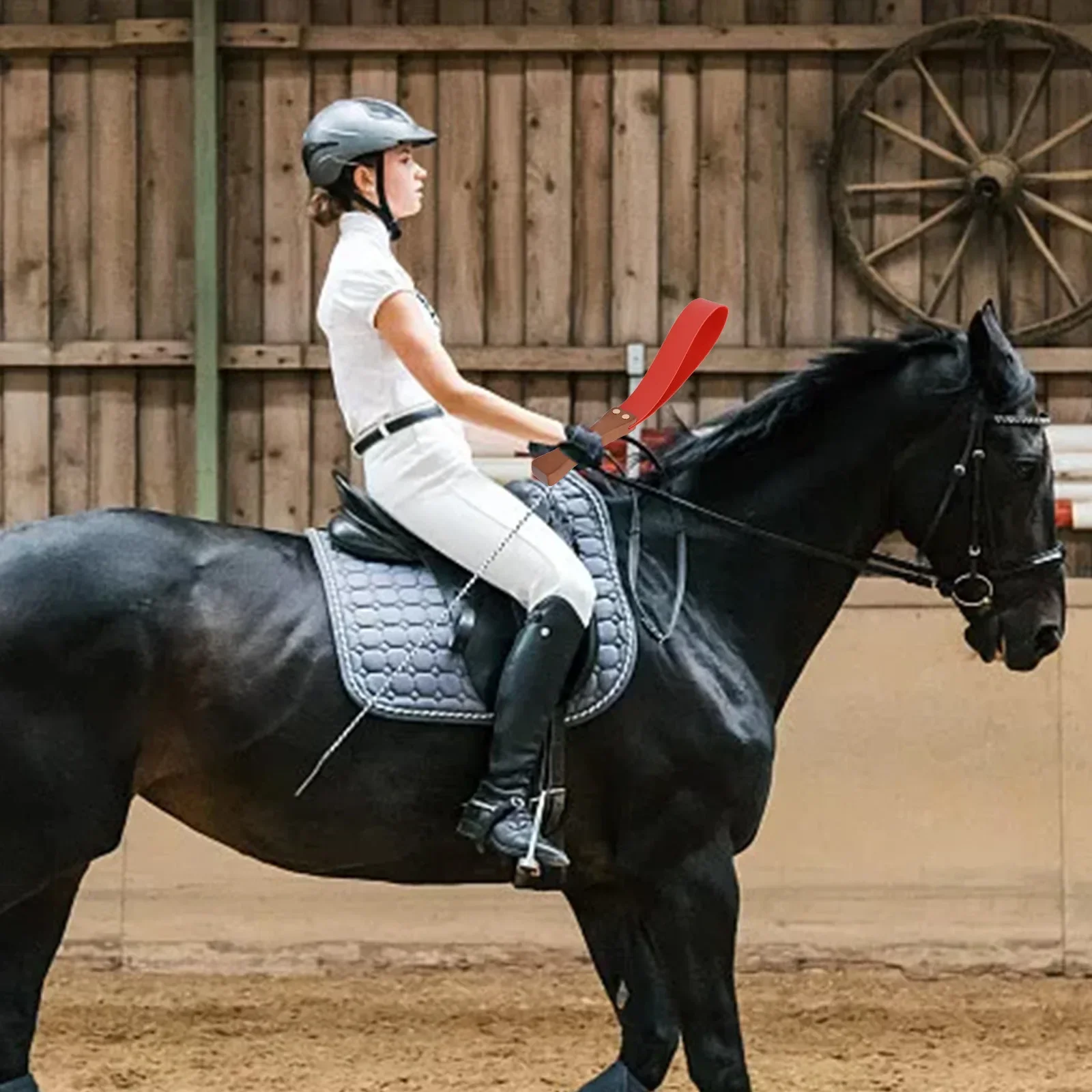 

Кнут для верховой езды с деревянной ручкой Прочные металлические застежки Двухслойный кожаный кожаный кнут для верховой езды Нескользящая деревянная ручка Кнуты для верховой езды